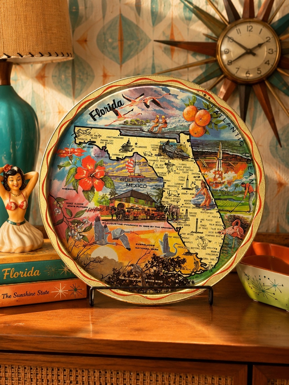 FLORIDA 1960s Collectible Metal Serving Tray